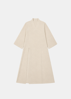 Side Slit Linen Dress – Beige