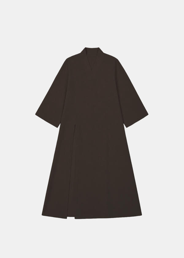 Side Slit Linen Dress - Chocolate