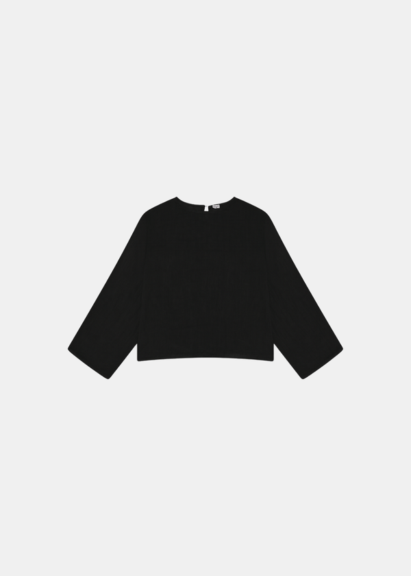 Slit Sleeve Blouse - Black