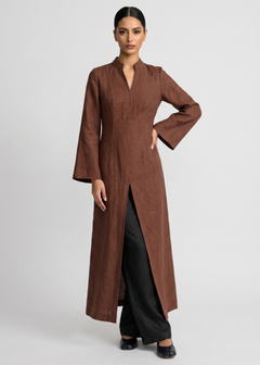 Linen Slit Dress – Burnt Orange