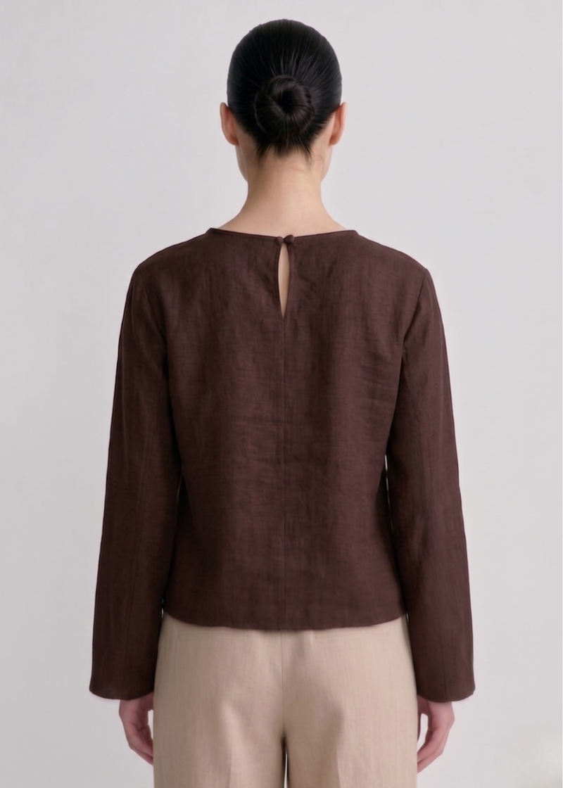 Slit Sleeve Blouse - Chocolate