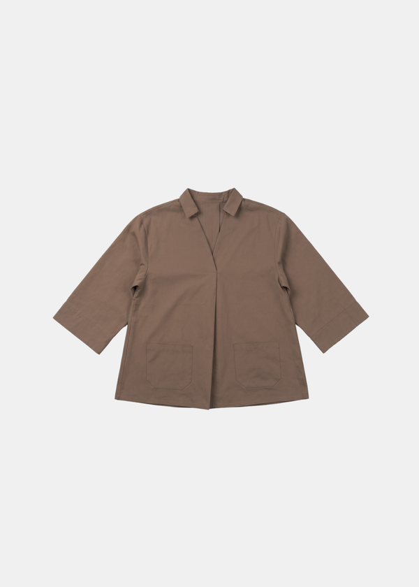 Cotton Relaxed Collared Blouse