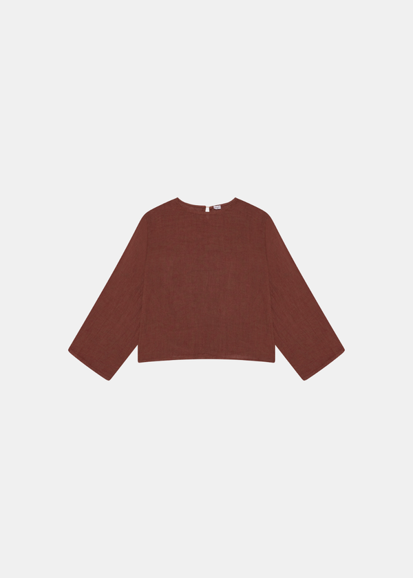 Slit Sleeve Blouse - Burnt Orange