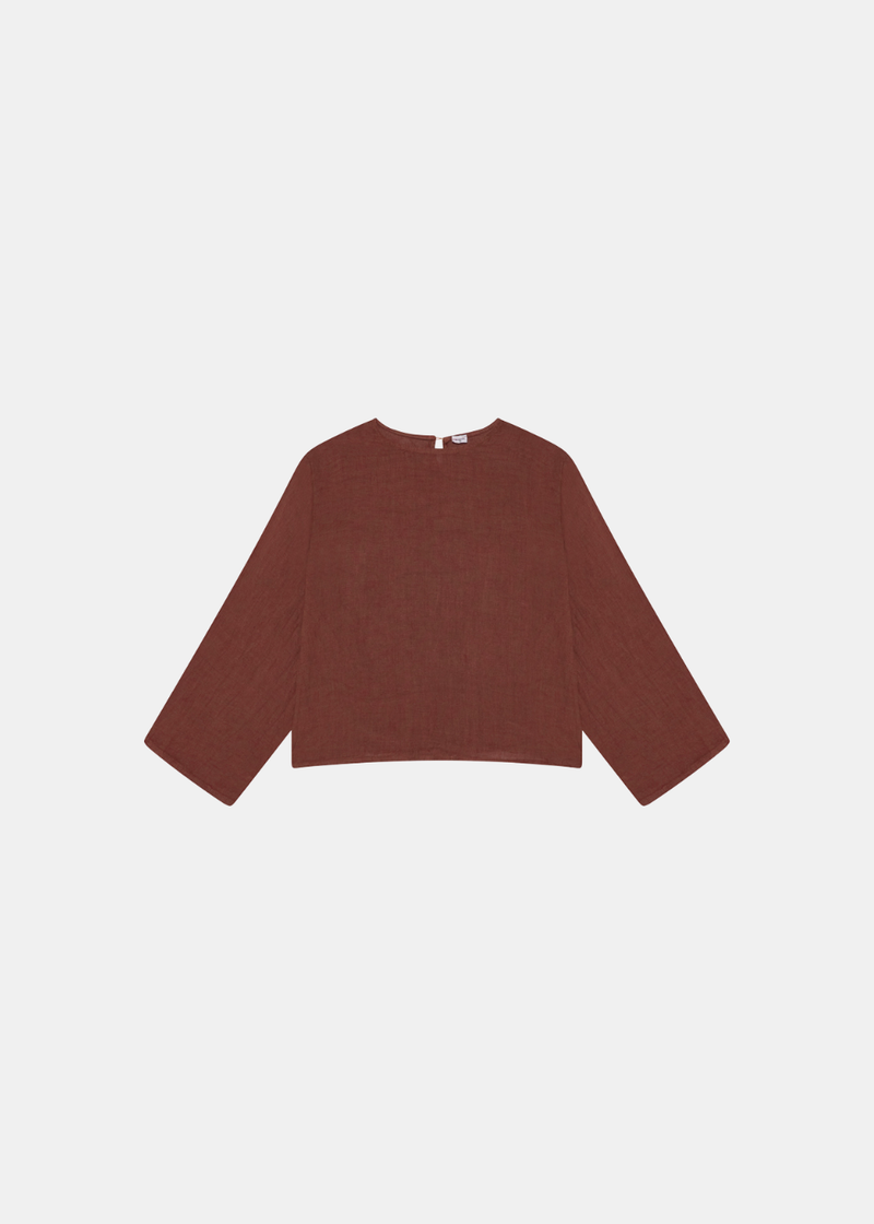 Slit Sleeve Blouse - Burnt Orange