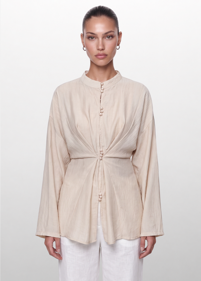 Crinkle Belted Blouse