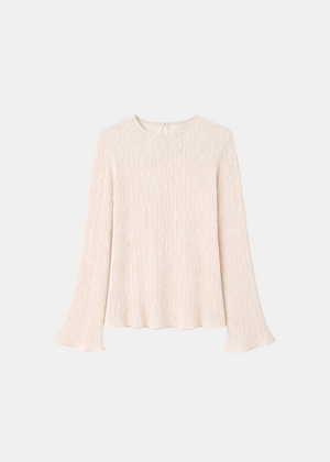 Pleated Crinkle Blouse - Cream