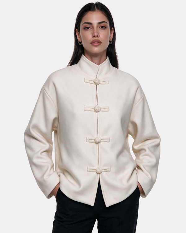 Mandarin Collar Jacket with Frog Fastening