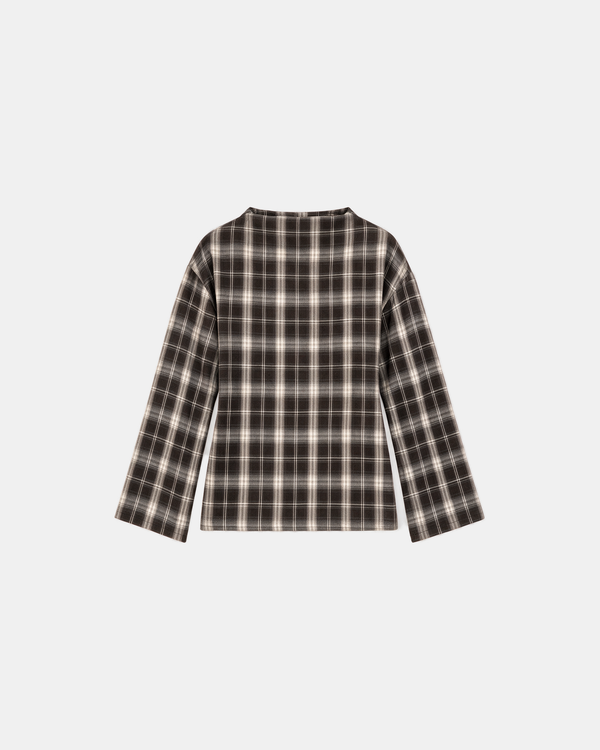 Check Print Belted Blouse