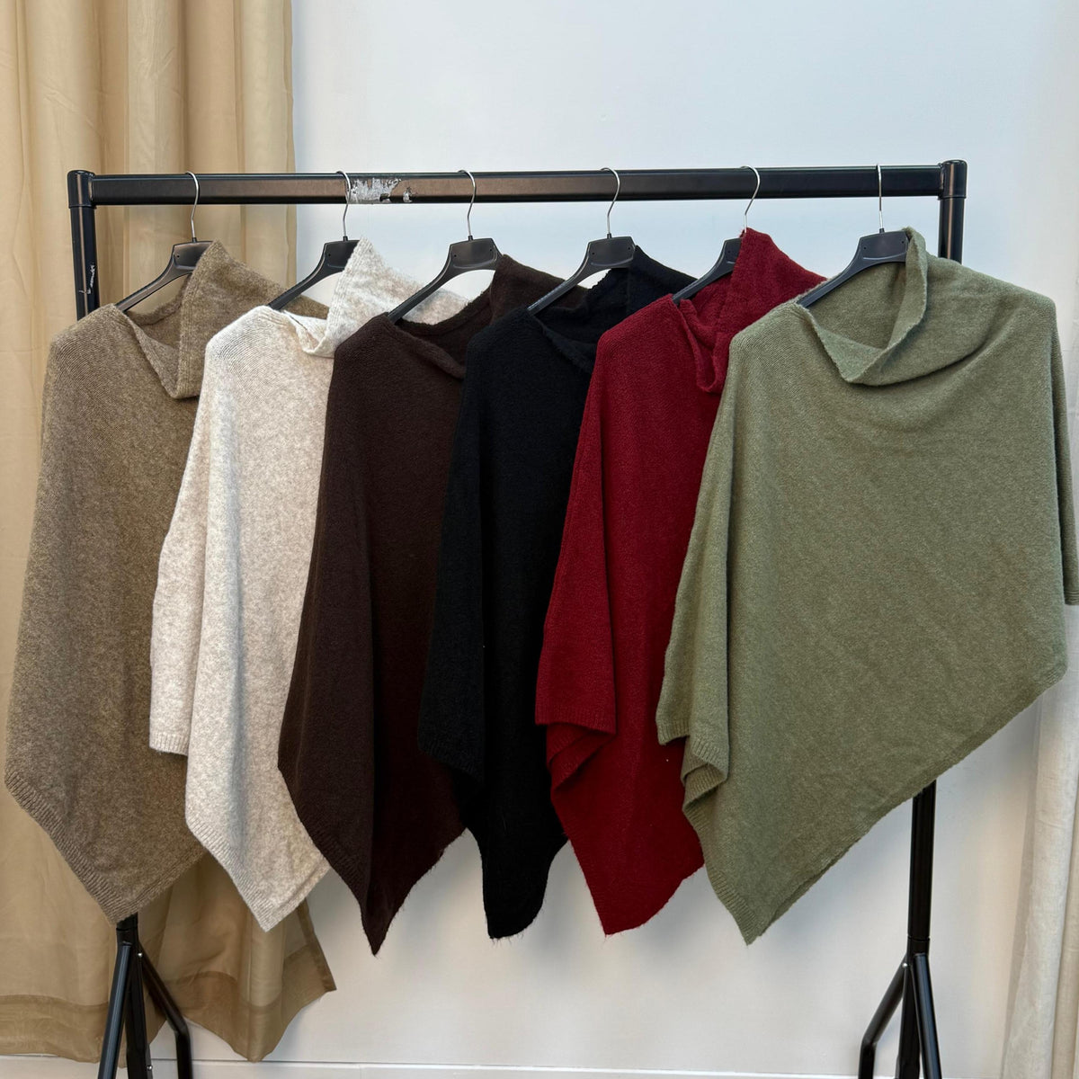 emlavish Asymmetrical Knitted Cape Poncho