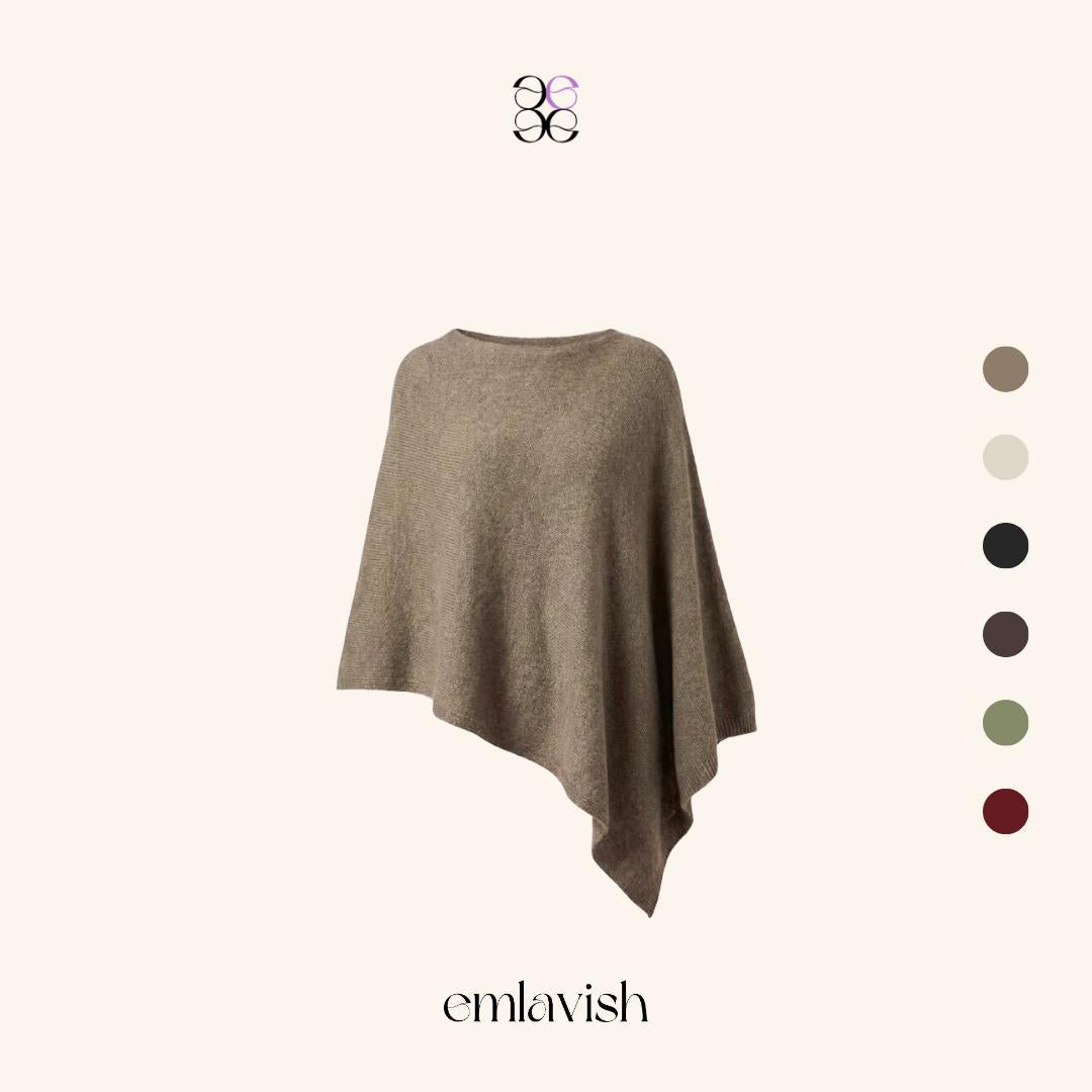 emlavish Asymmetrical Knitted Cape Poncho