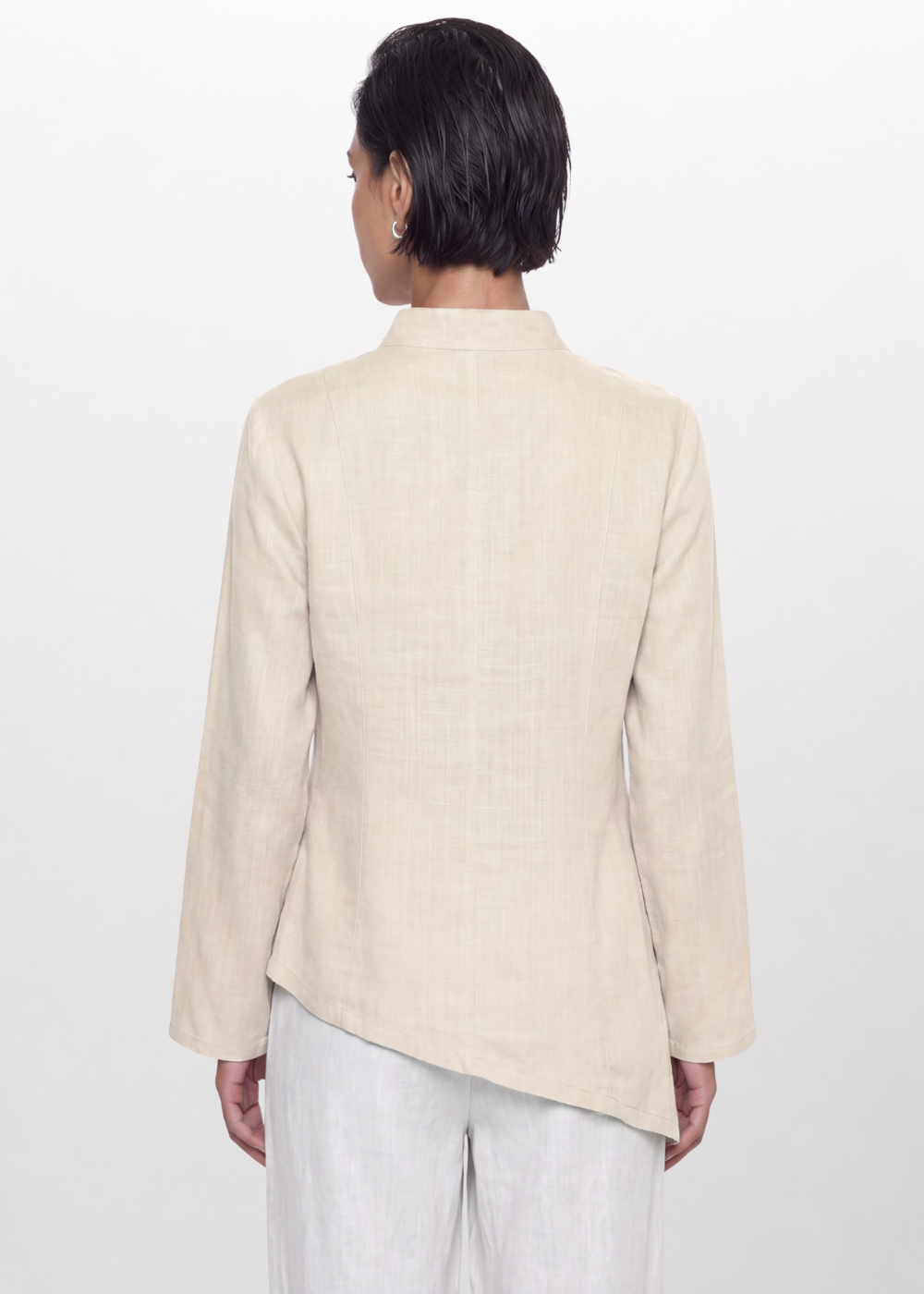 Asymmetrical Linen Blouse - Beige