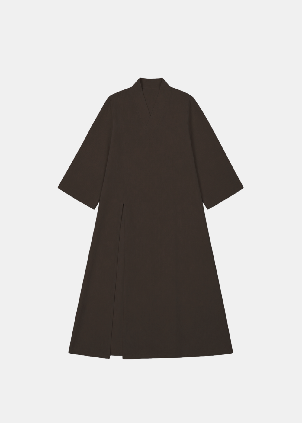 Side Slit Linen Dress -  Chocolate