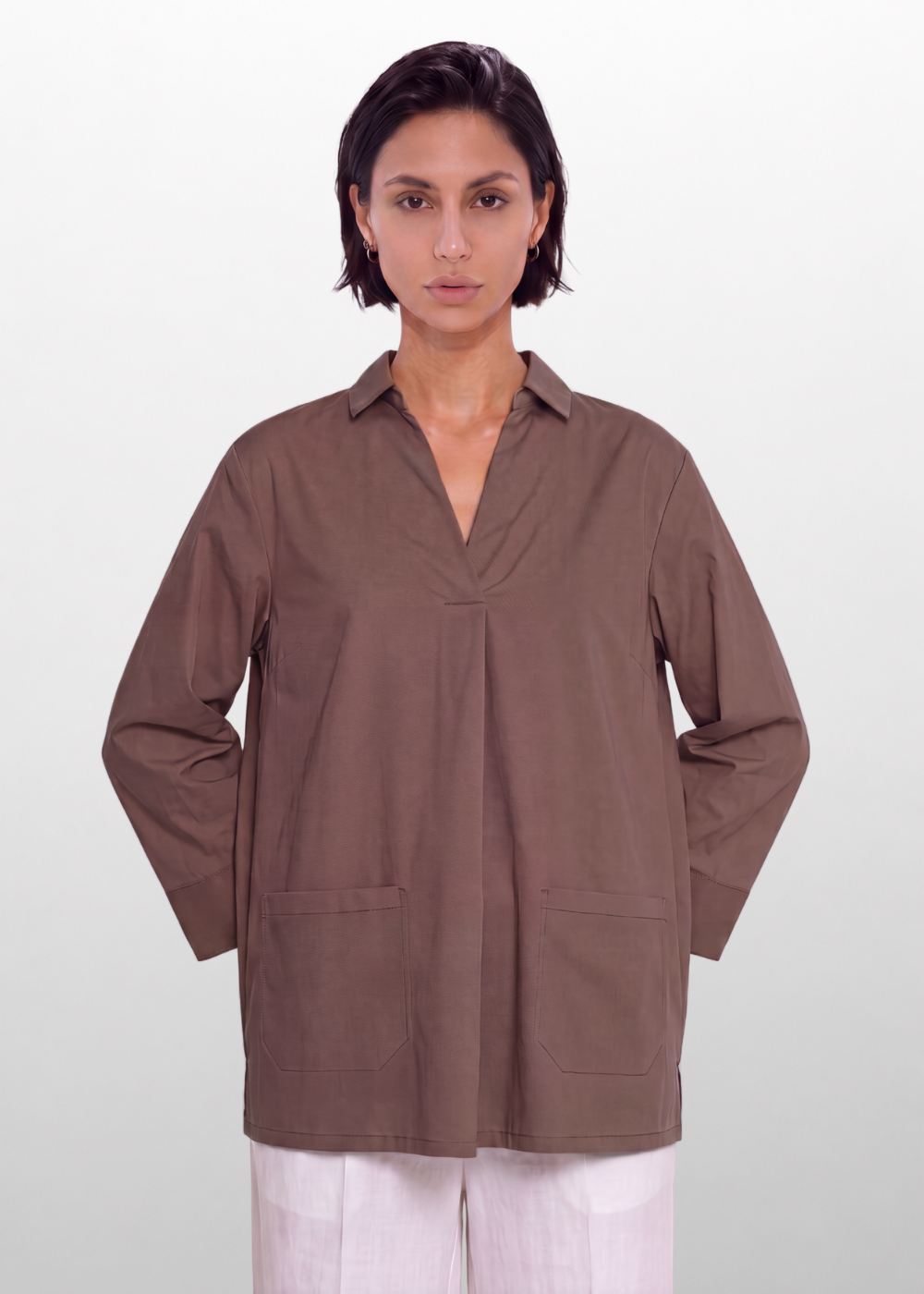 Collared Relaxed Blouse Chocolate