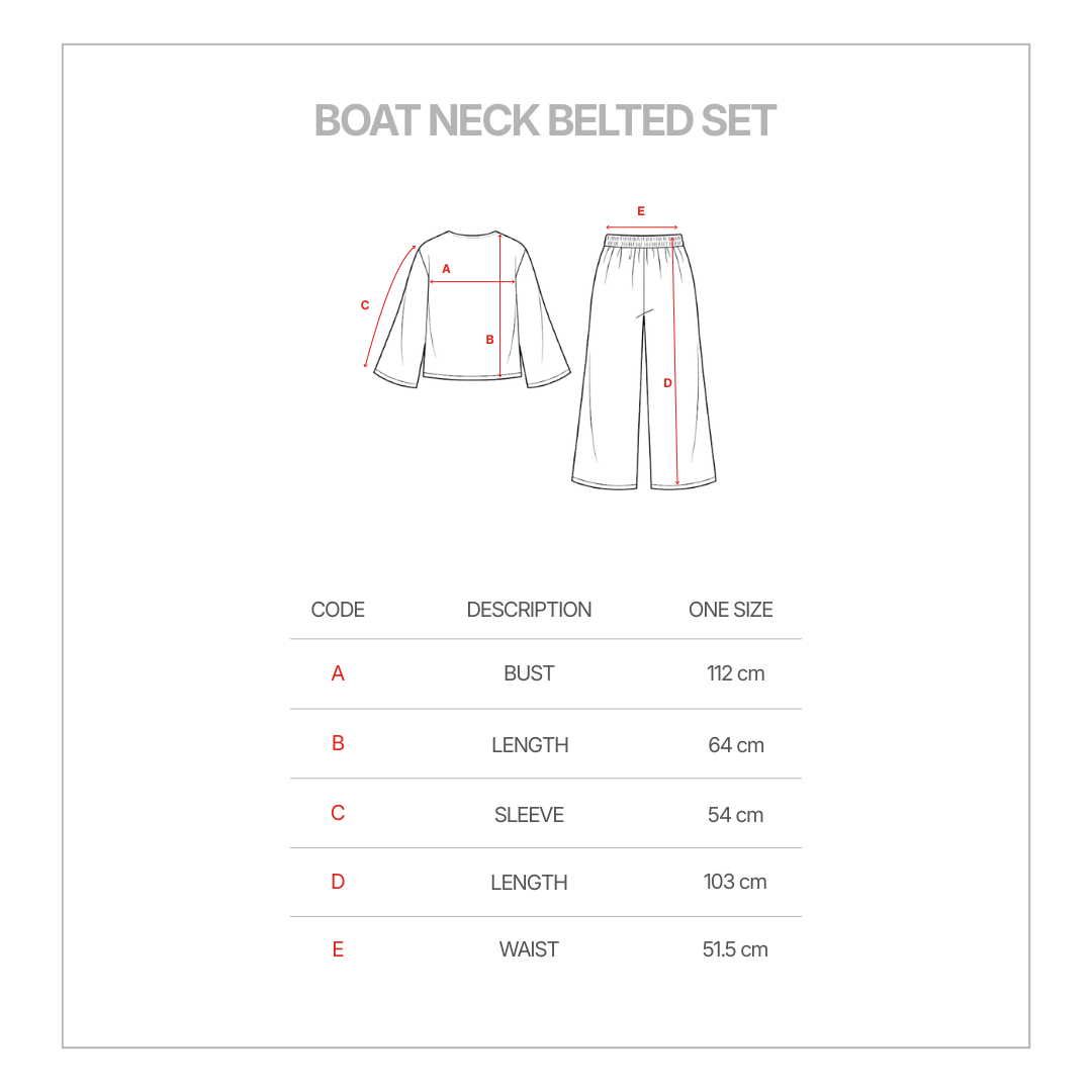 Boat Neck Belted Set size guide