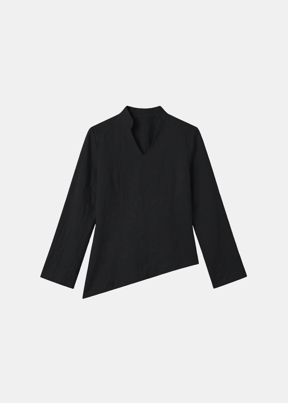 Asymmetrical Linen Blouse - Black