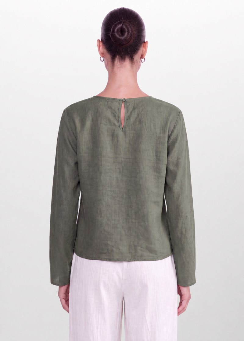 Slit Sleeve Blouse - Khaki