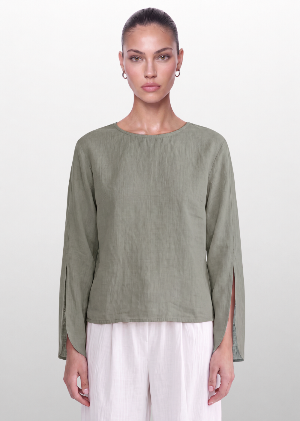 Slit Sleeve Blouse - Taupe