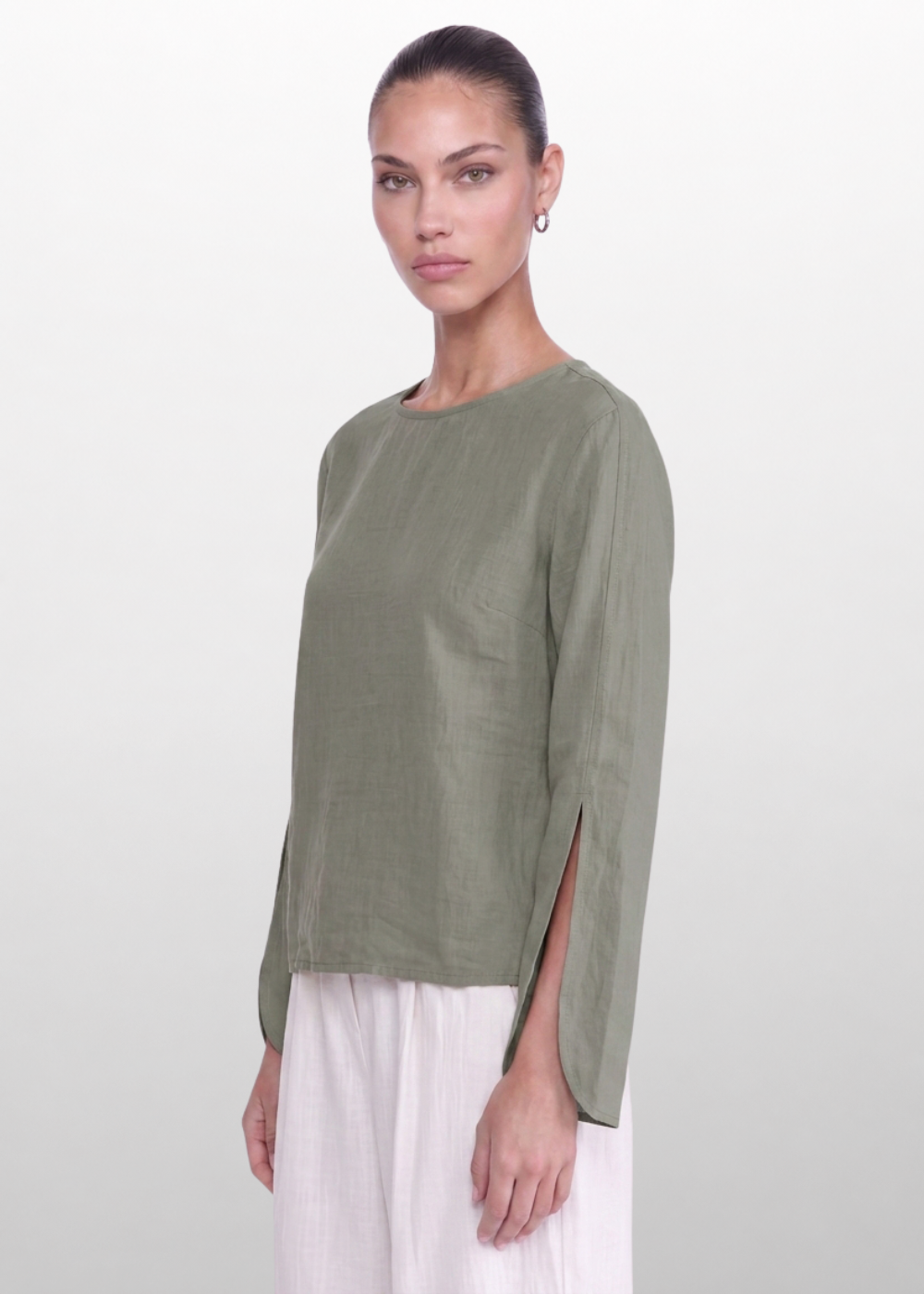 Slit Sleeve Blouse - Taupe