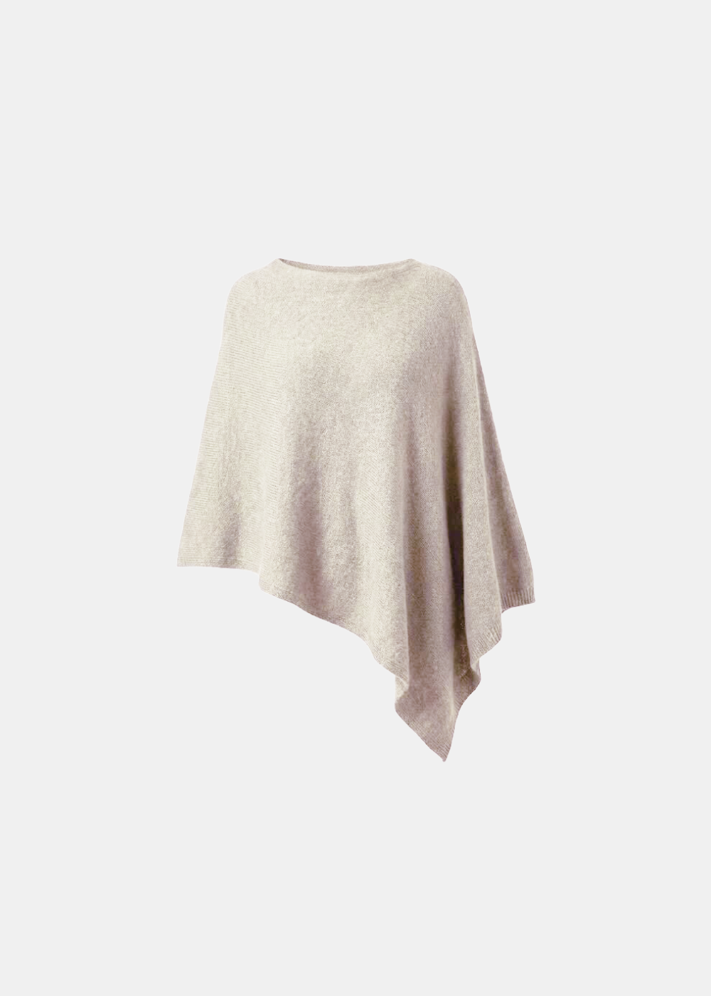 Asymmetrical Knitted Cape Poncho Beige
