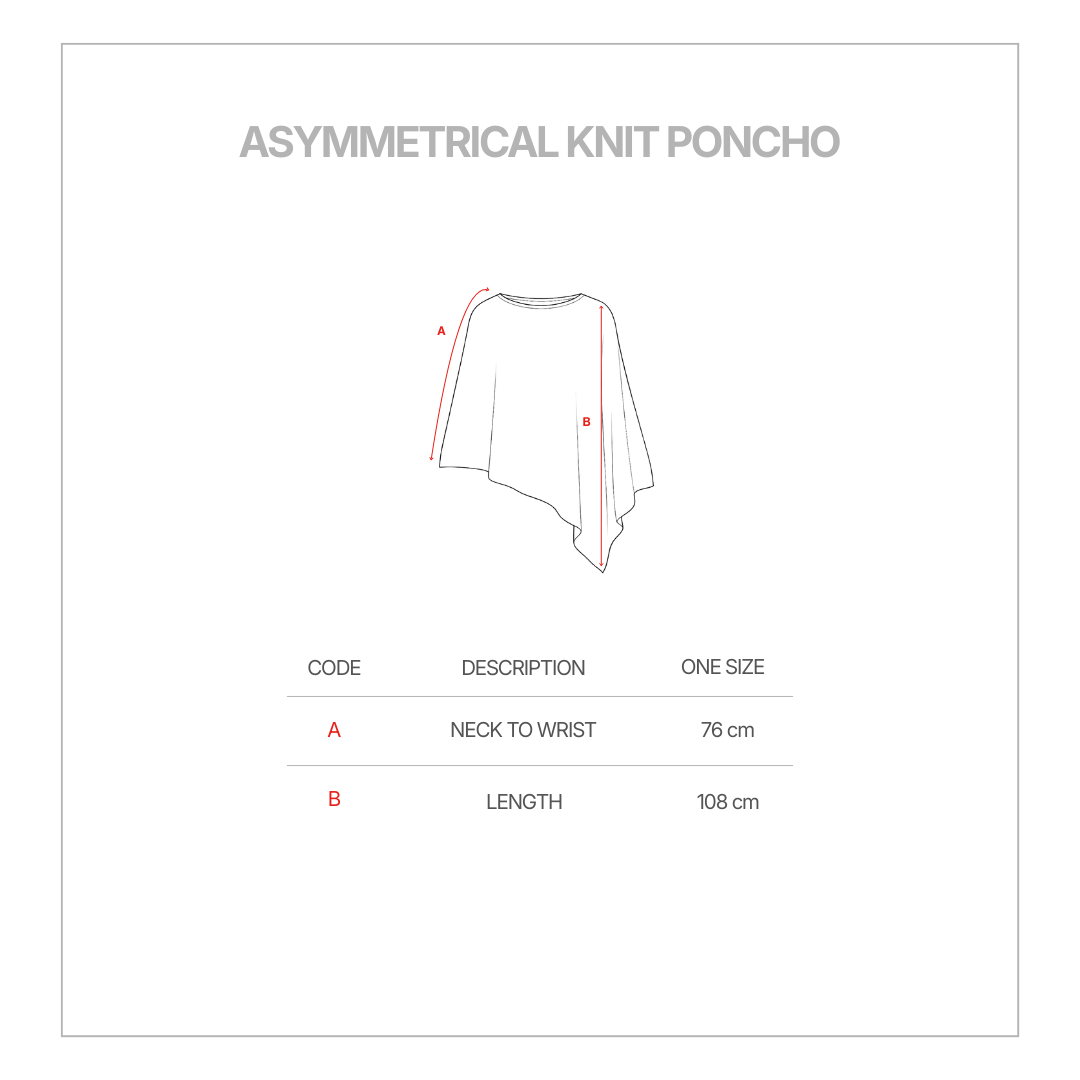 emlavish Asymmetrical Knitted Cape Poncho size guide