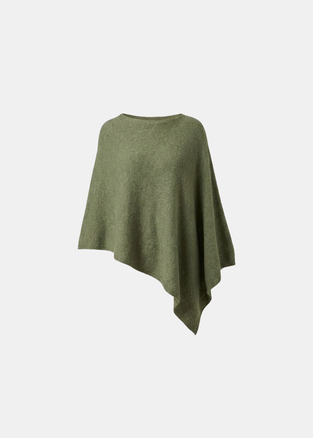 Asymmetrical Knitted Cape Poncho Khaki