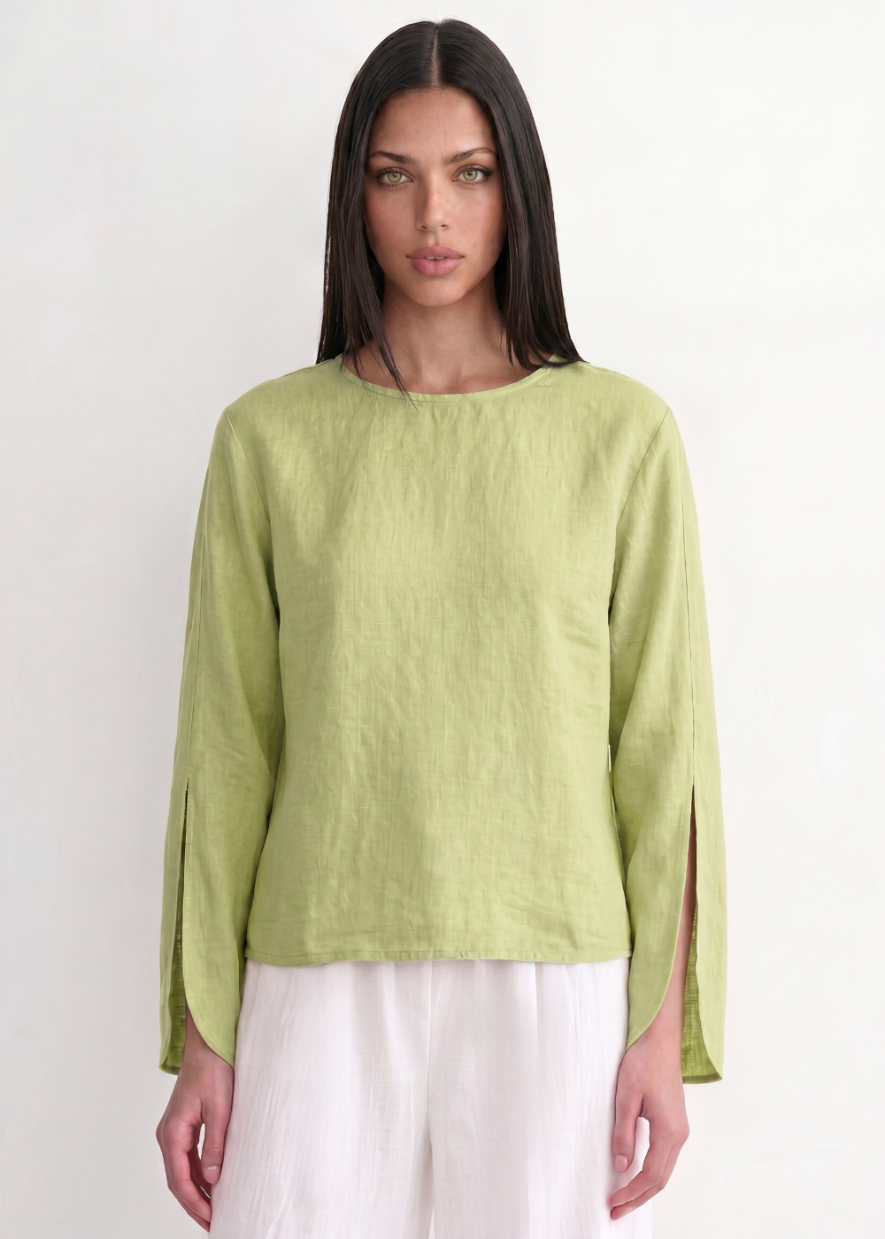 Slit Sleeve Blouse - Olive