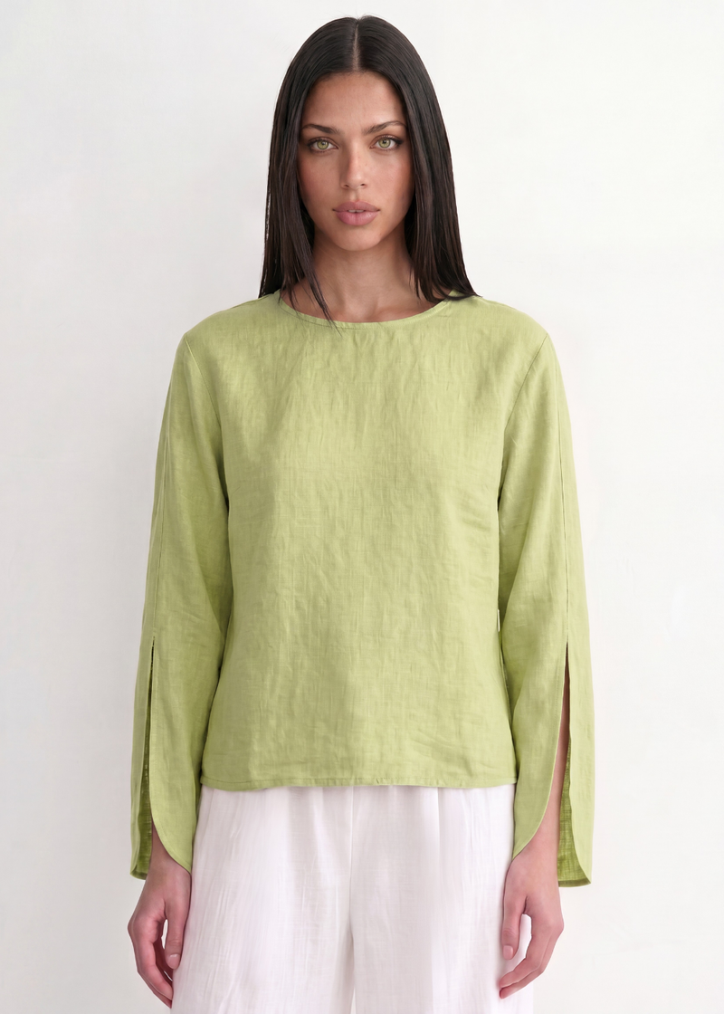 Slit Sleeve Blouse - Olive