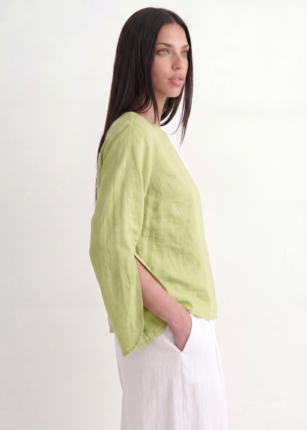 Slit Sleeve Blouse - Olive