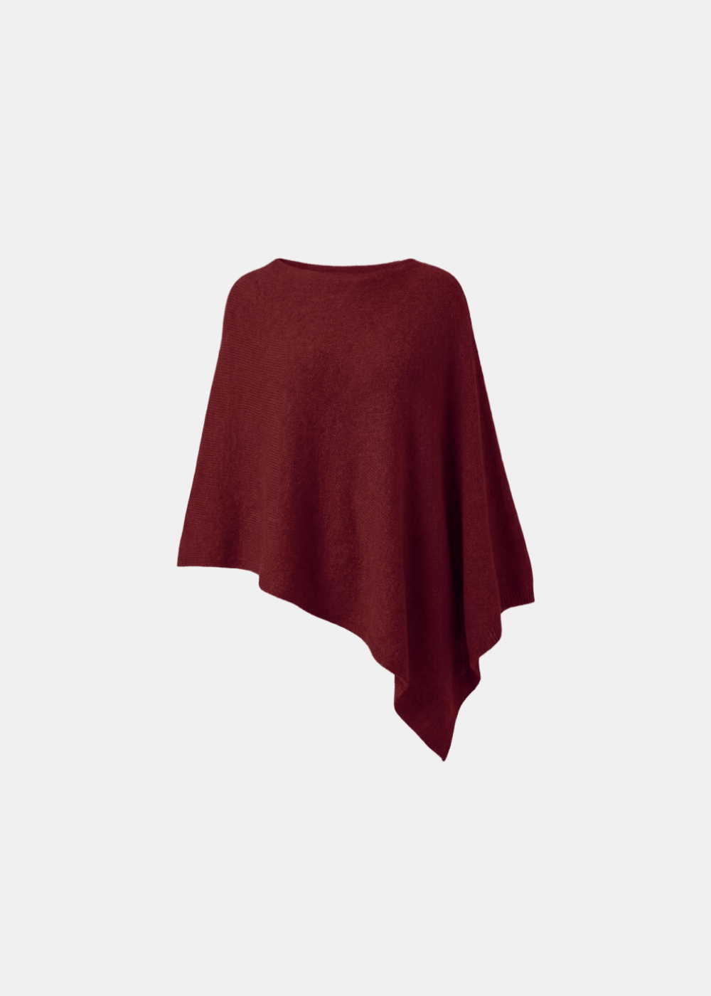 Asymmetrical Knitted Cape Poncho Wine