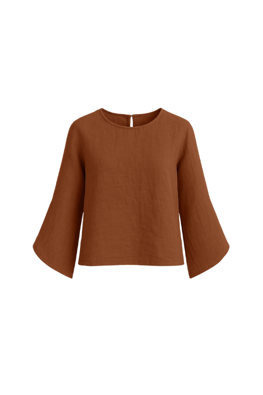Slit Sleeve Blouse - Burnt Orange
