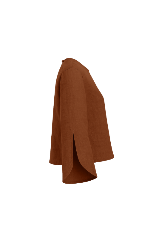 Slit Sleeve Blouse - Burnt Orange