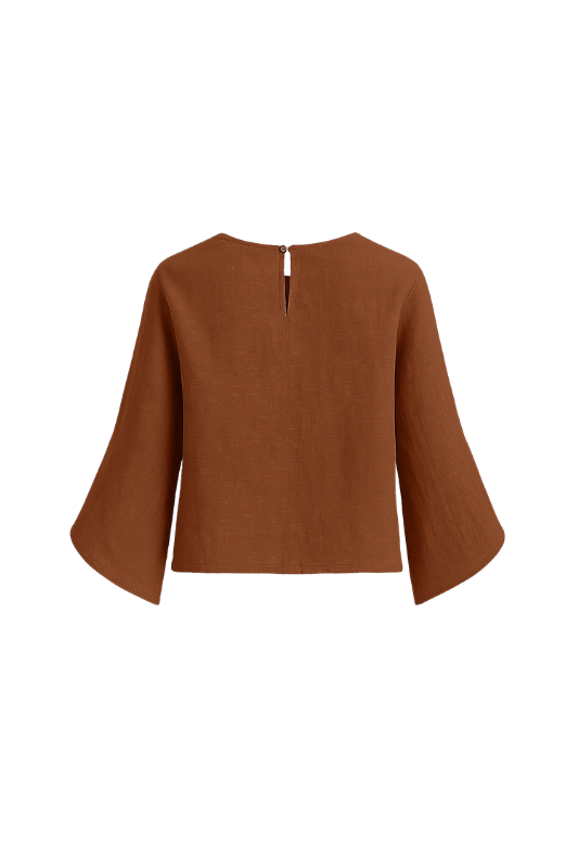 Slit Sleeve Blouse - Burnt Orange