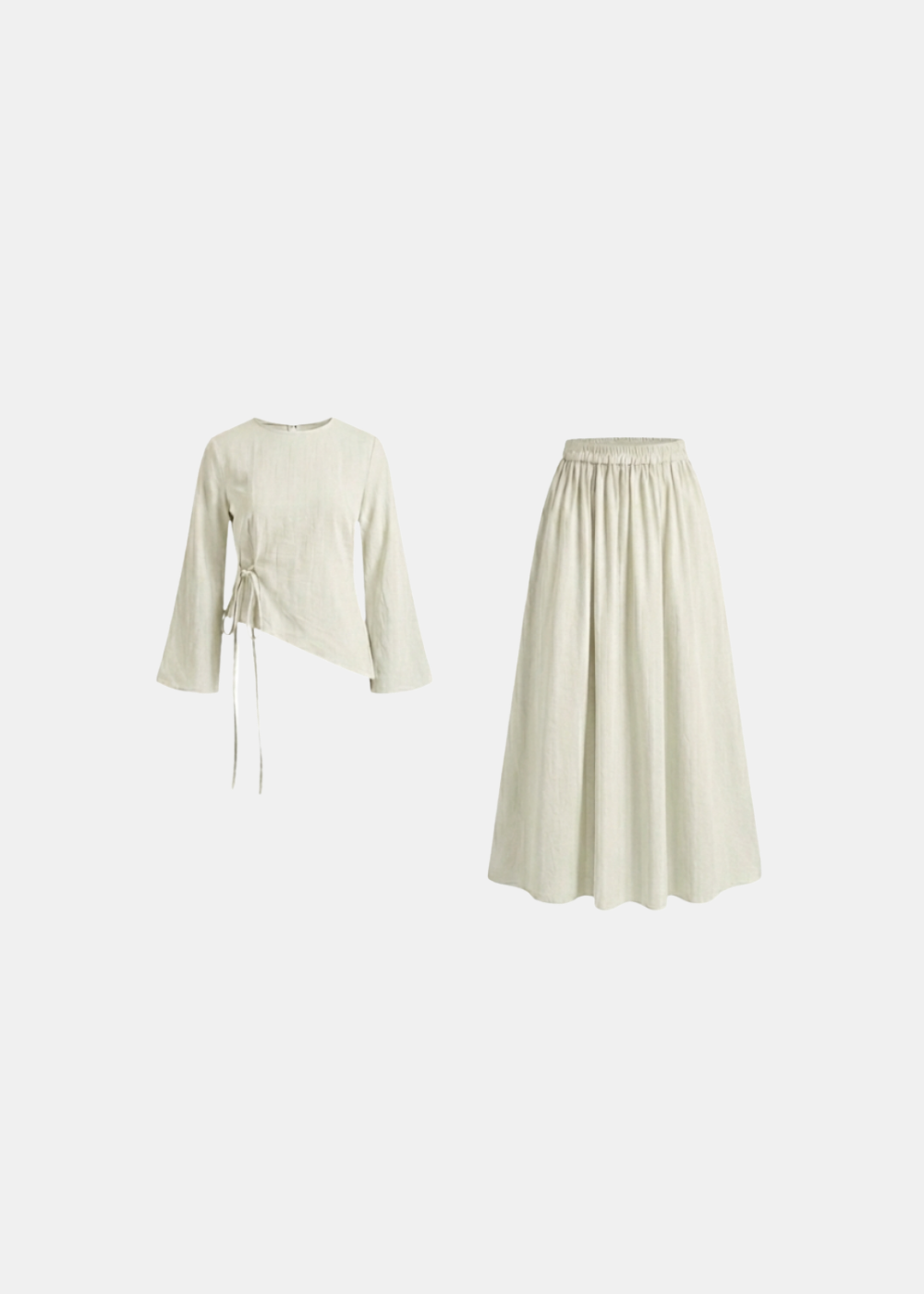 Asymmetrical Tie Belted Skirt Set