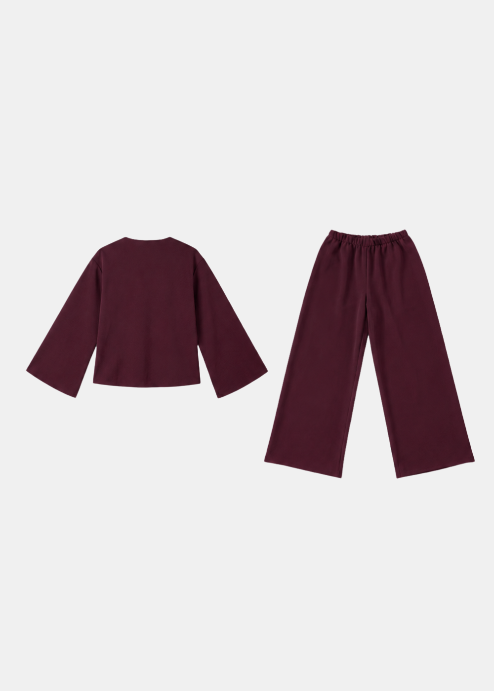 Boat Neck Belted Set Wine