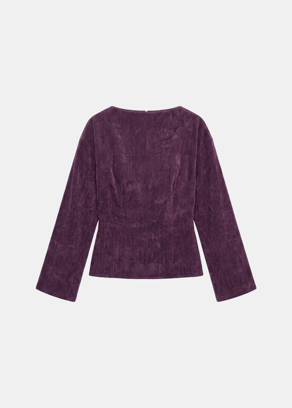 Soft Texture Wrap-Tie Blouse - Wine