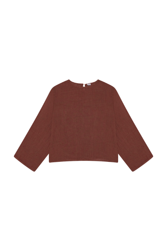 Slit Sleeve Blouse - Burnt Orange