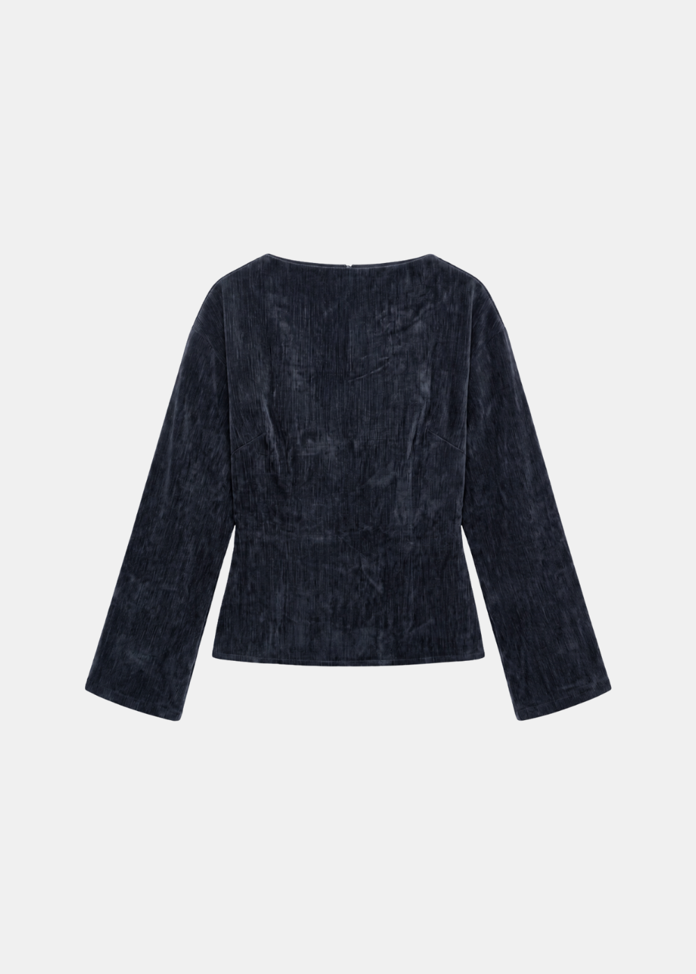 Soft Texture Wrap-Tie Blouse - Navy