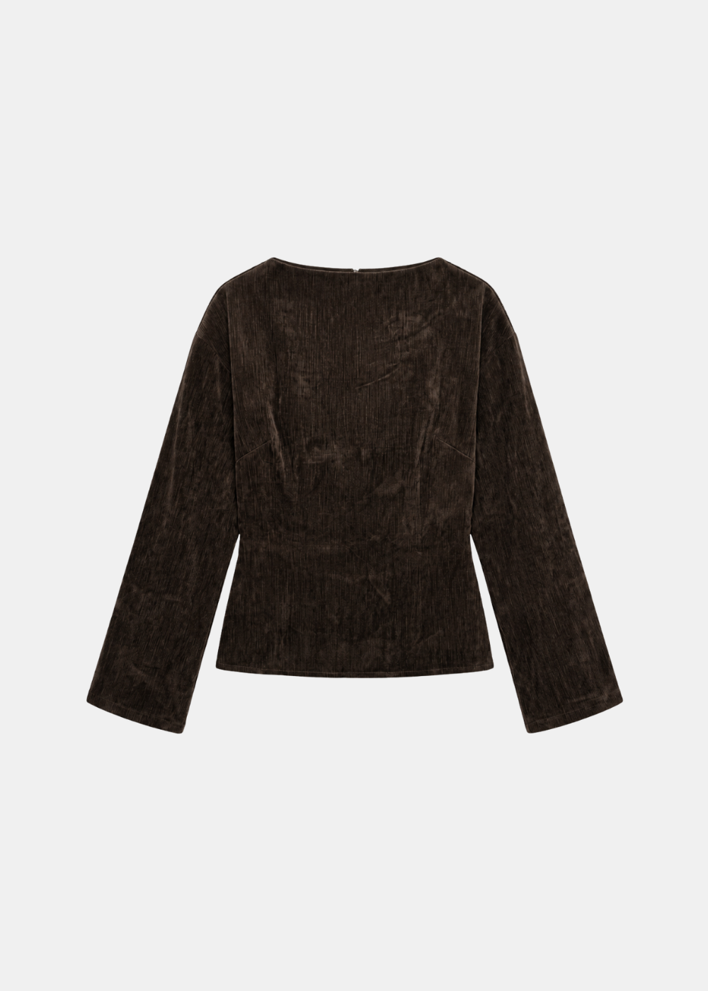 Soft Texture Wrap-Tie Blouse - Chocolate