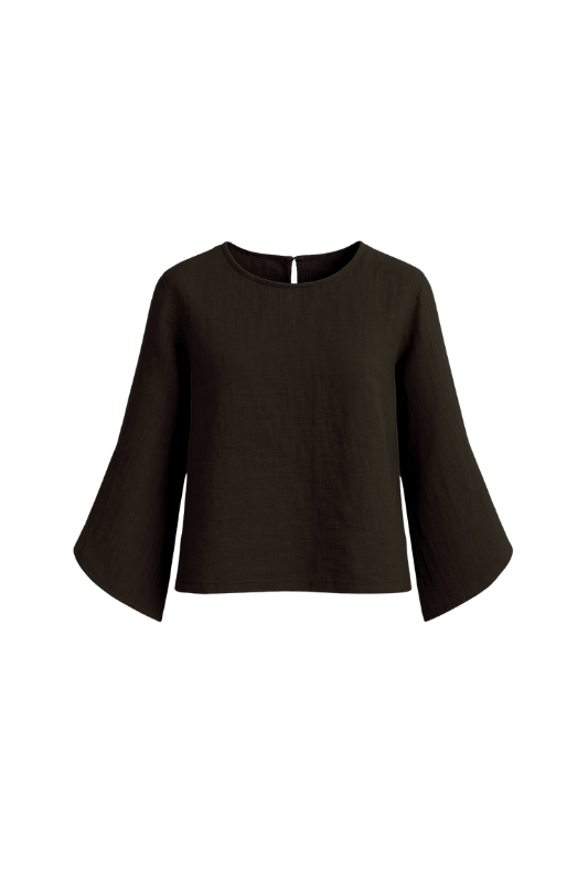 Slit Sleeve Blouse - Chocolate