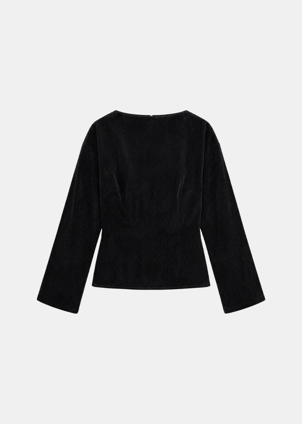 Soft Texture Wrap-Tie Blouse - Black