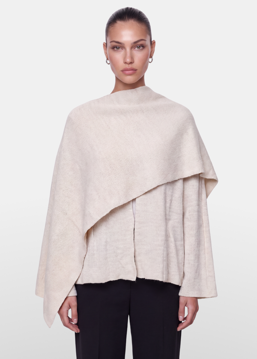 Knitted Cape Jacket Beige