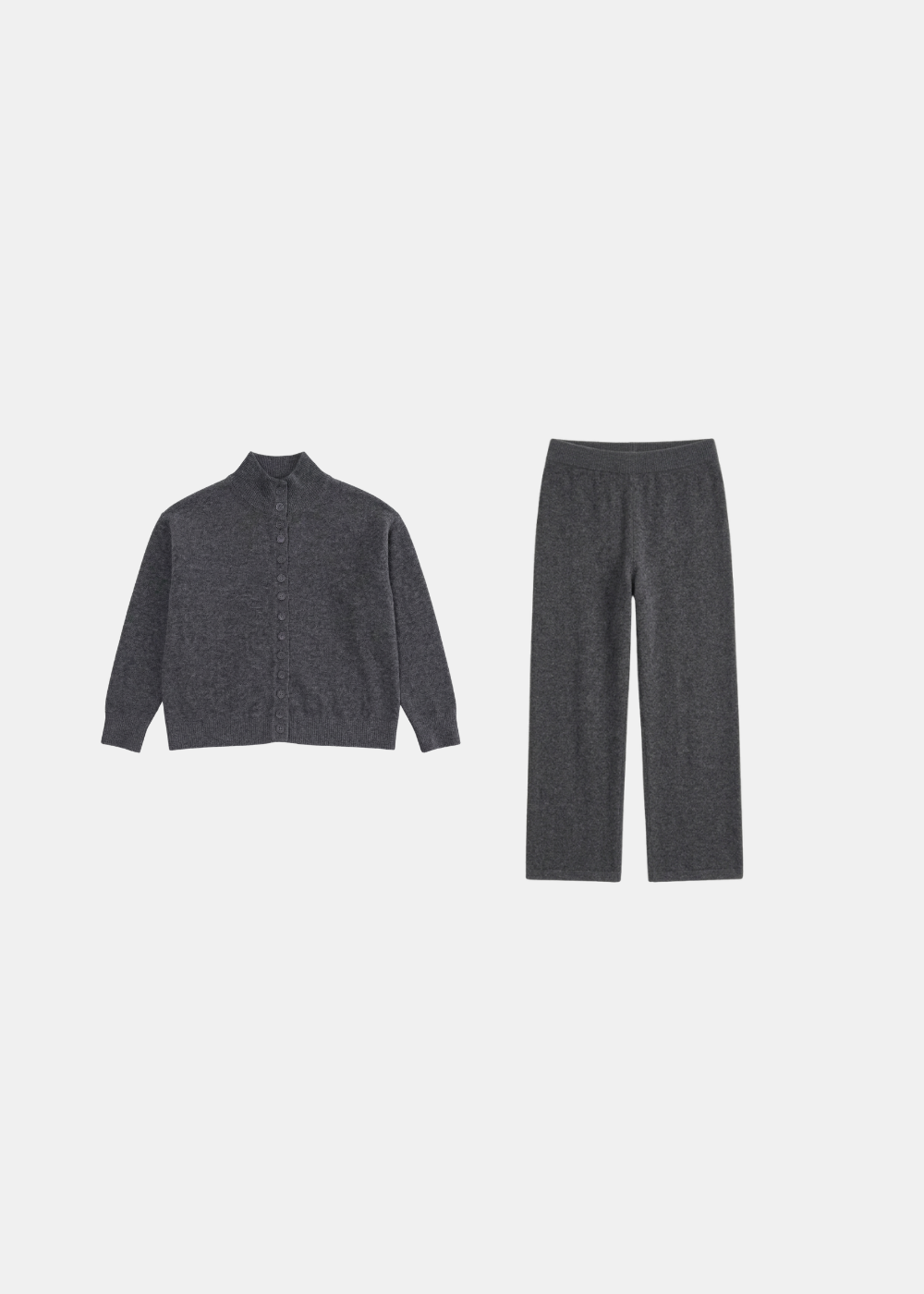 High Neck Knitted Button Up Two Piece