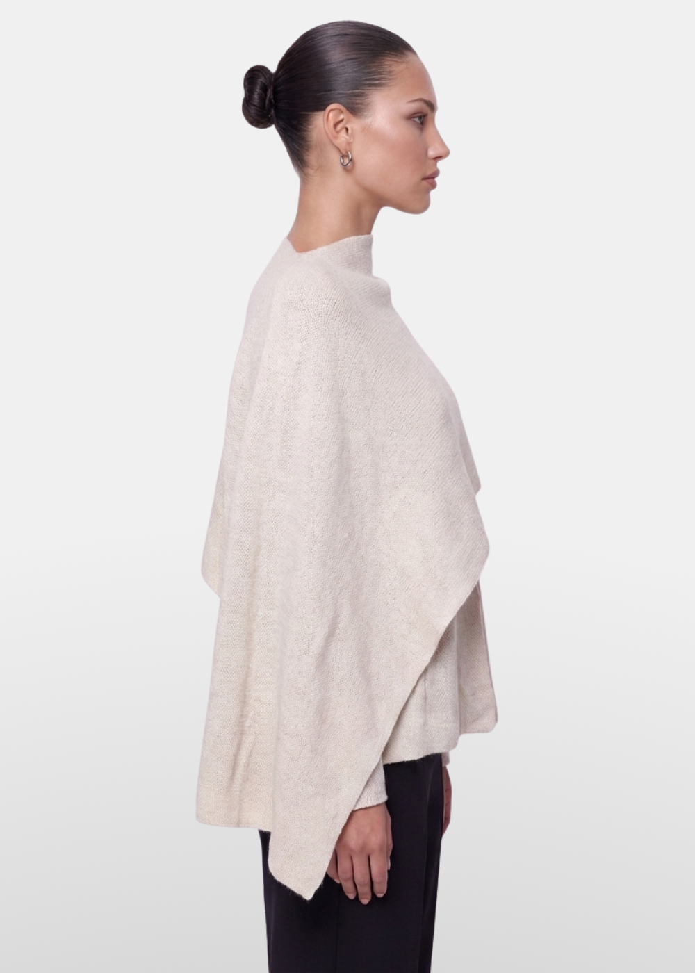Knitted Cape Jacket Beige