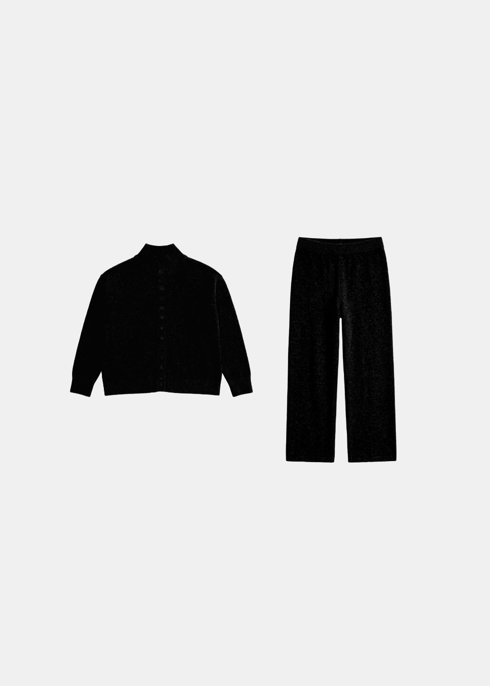 Ensemble deux pièces en tricot à col montant et boutons