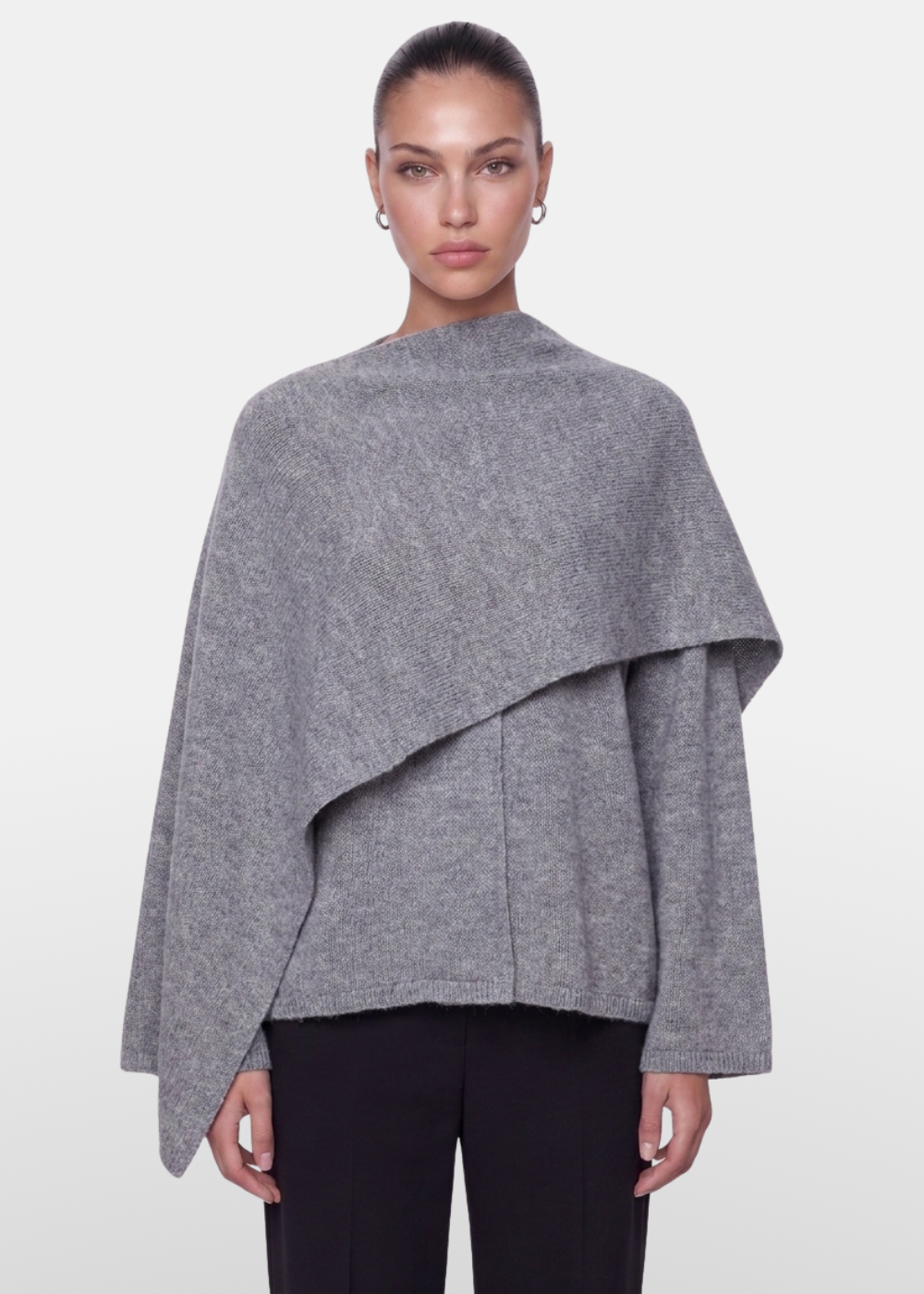 Knitted Cape Jacket Grey