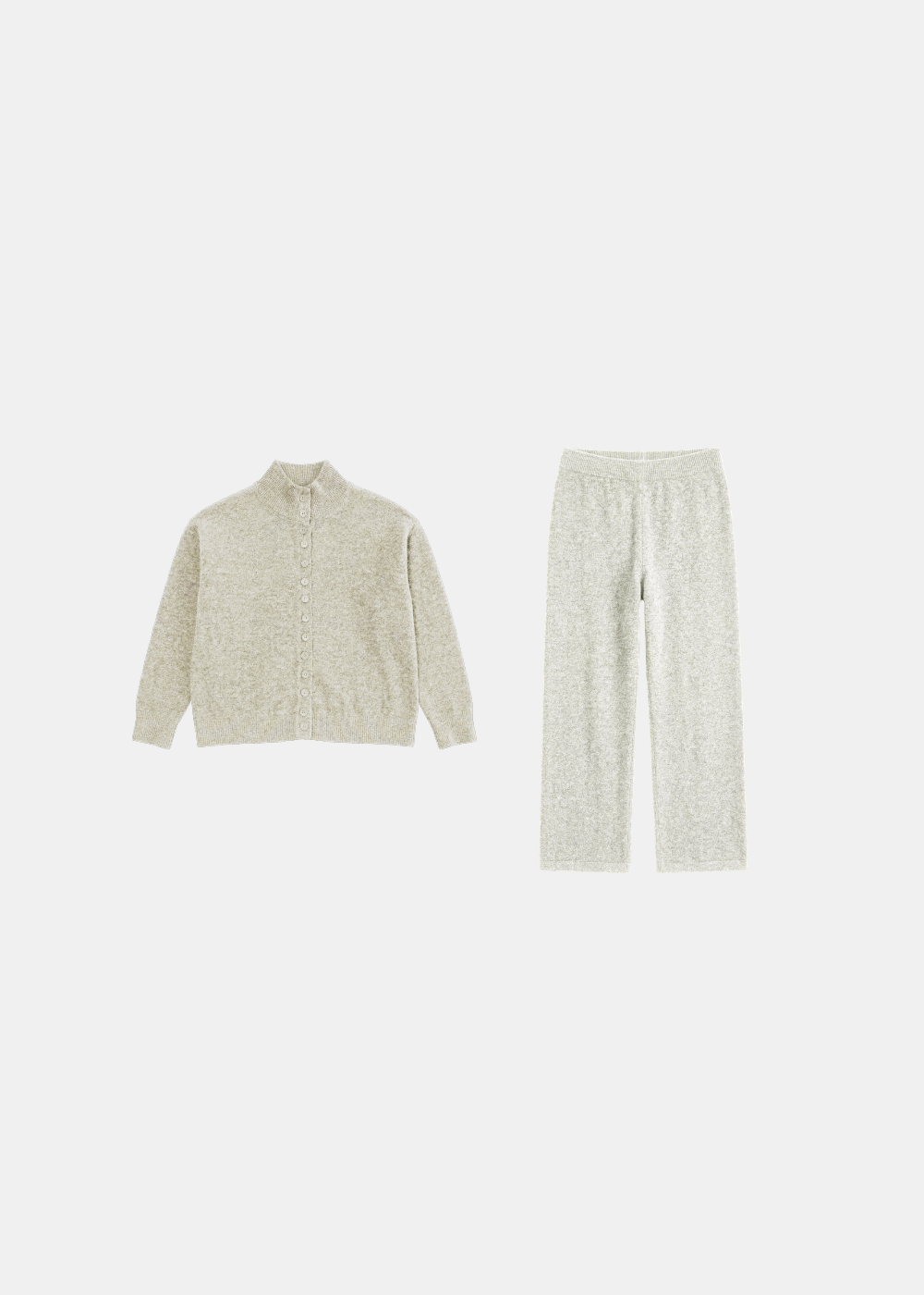 High Neck Knitted Button Up Two Piece