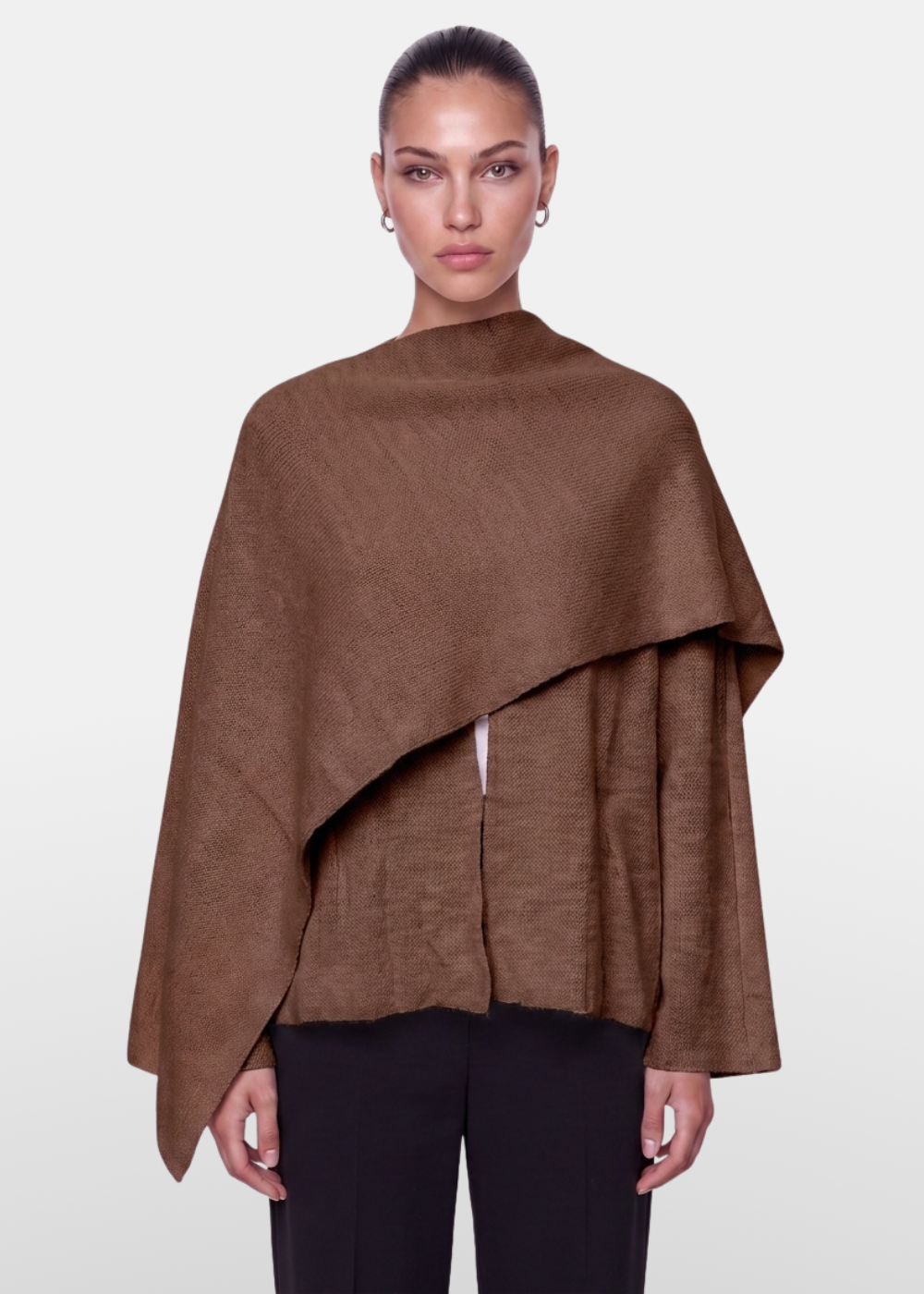 Knitted Cape Jacket Chocolate
