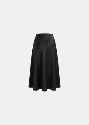 Jupe longue évasée en satin - Black / One Size