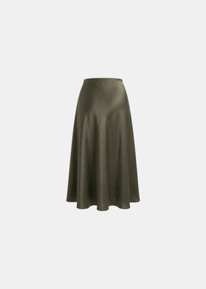 Flared Maxi Satin Skirt - Taupe / One Size