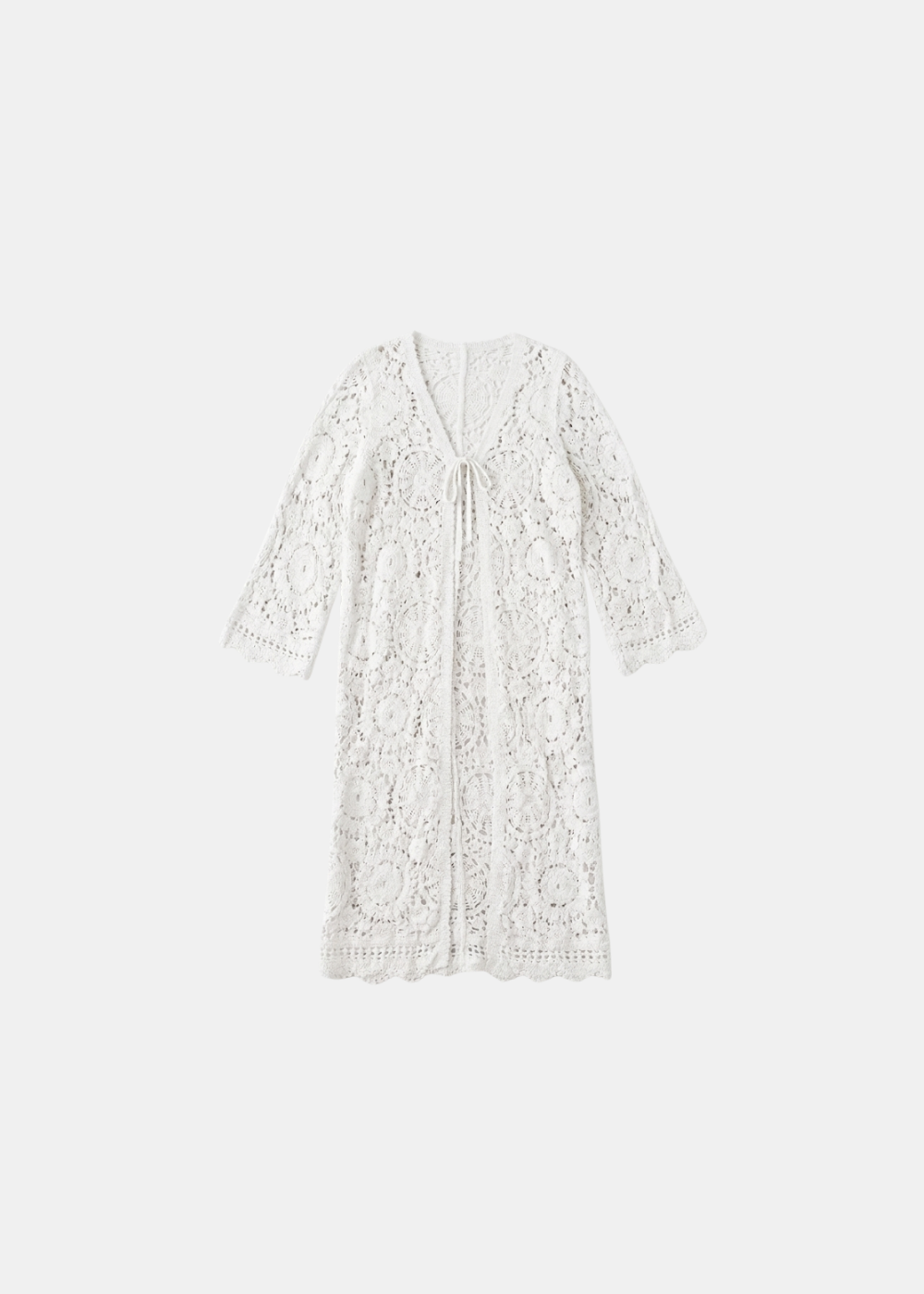 Crochet Knit Cardigan - Midi Length